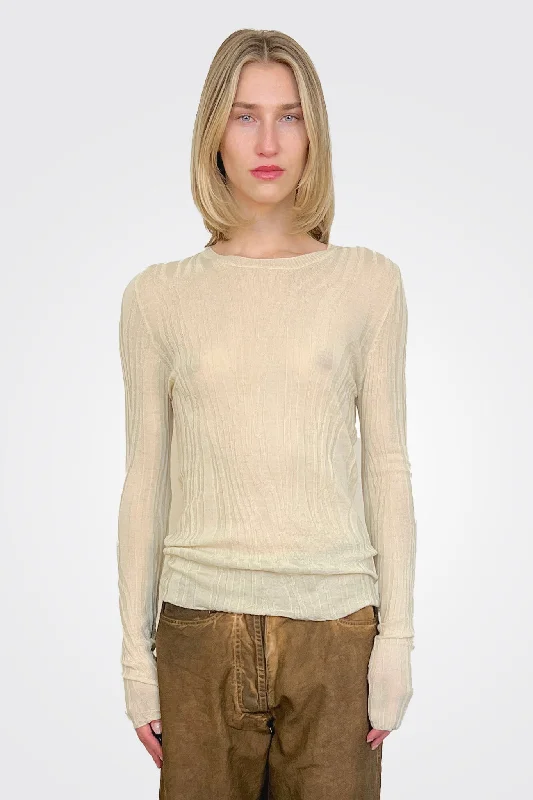 Weekend Deals That Thrill Long Sleeve Semi Sheer Shirt - Sabbia