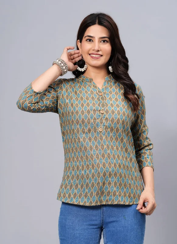 Weekend Offers That Thrill Women Elegant Printed Cotton Top