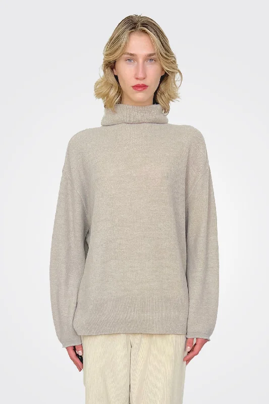 Weekend Bargains Galore Fine Boucle Knit Turtleneck - Greige