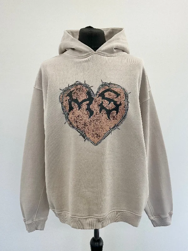 Washed Taupe MS Heart Heavyweight Hoodie.