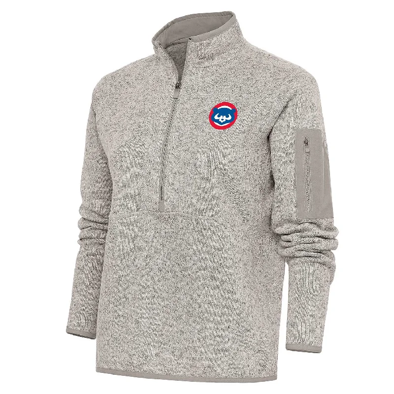 Chicago Cubs Women's Oatmeal 1984 Fortune 1/4-Zip Sweatshirt