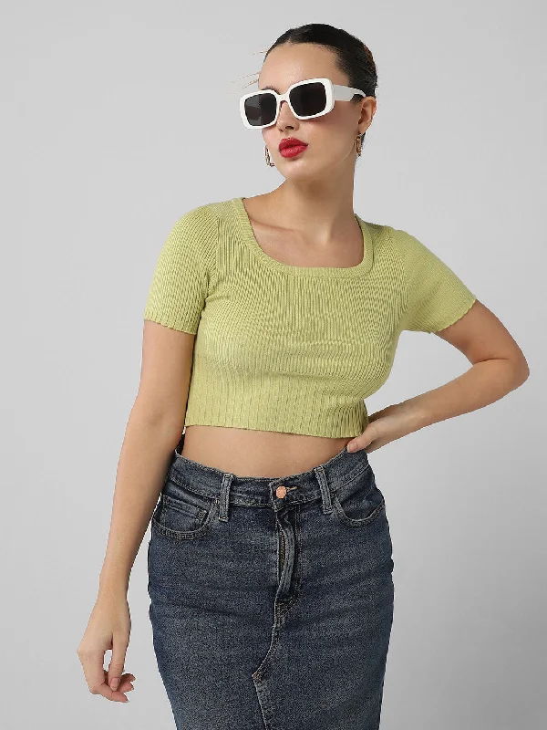 Weekend Deals That Sparkle Women Green Solid Top