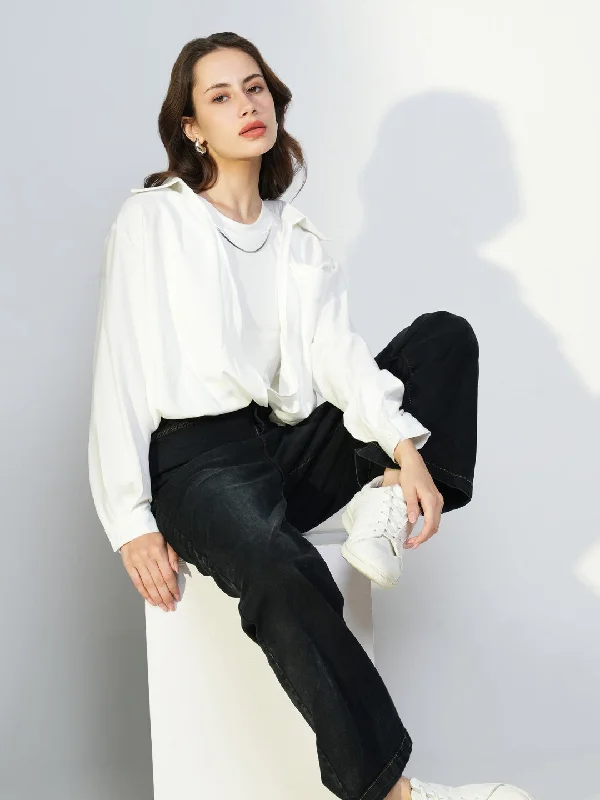 Weekend Savings Fiesta Women White Solid Shirt Style Top with attached Tank Top and Chain Weekend Savings Fiesta Women White Solid Shirt Style Top with attached Tank Top and Chain