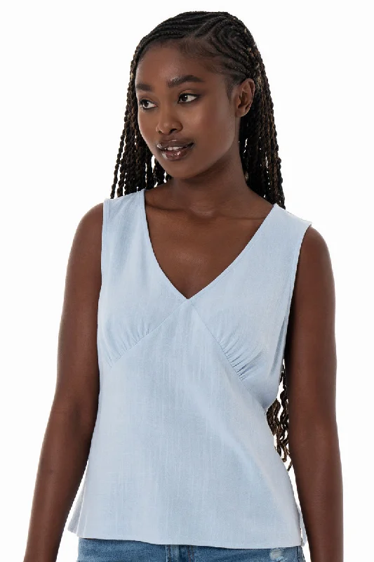 Super Discount V-Neck Top _ 153824 _ Blue