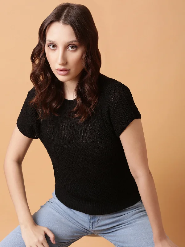 Weekend Bargains to Enjoy Women Black Solid Top