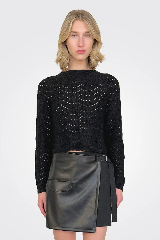 Weekend Deals That Sizzle Eyelet Sweater - Black