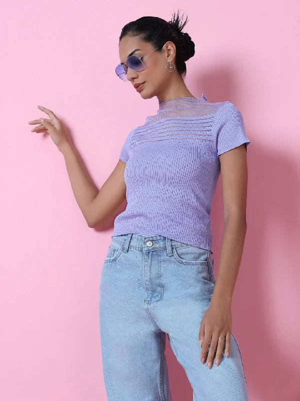 Weekend Discounts to Indulge In Women Lavender Solid Top