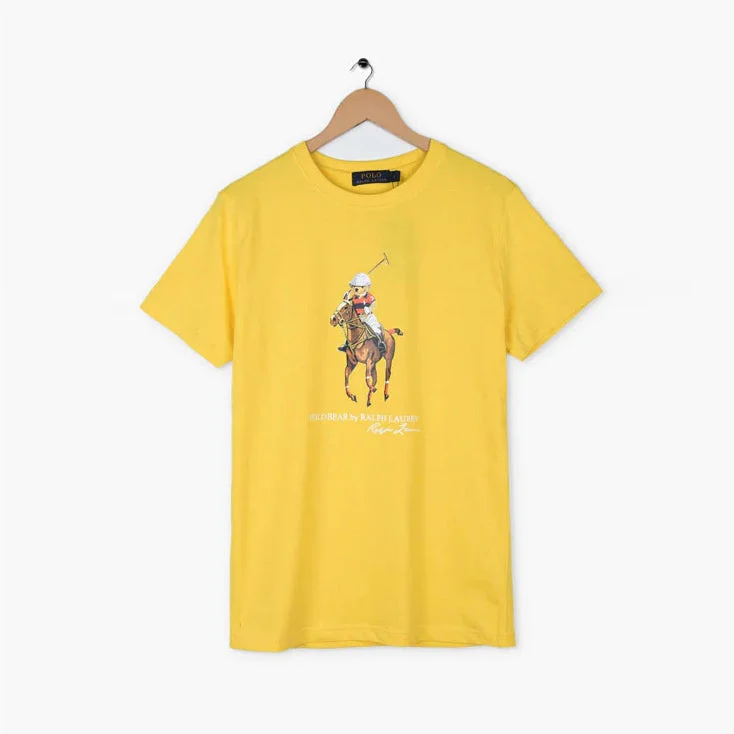 PL - Men 'Yellow' Equestrian Bear Printed T-Shirt PL695