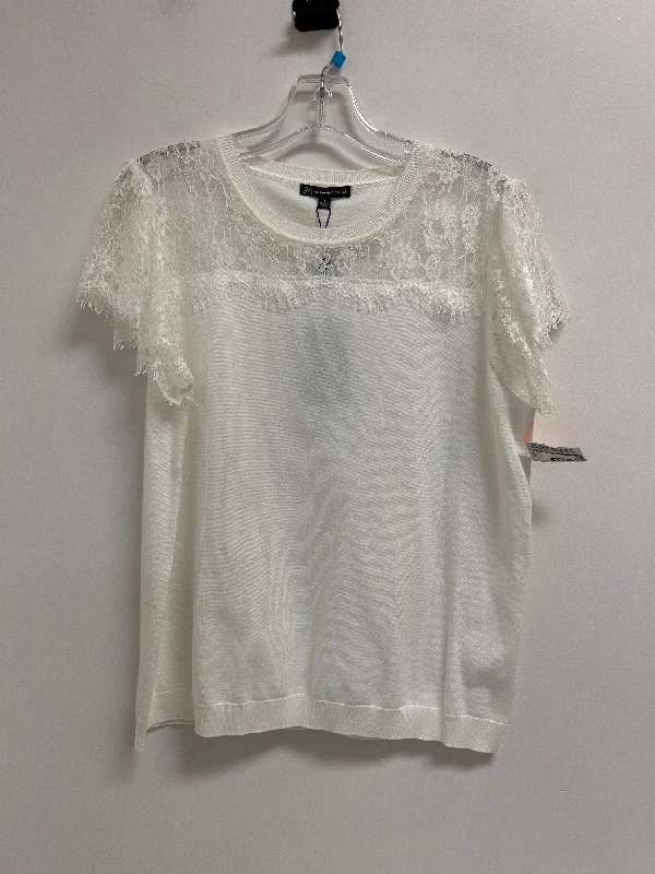 Weekend Discounts Worth Grabbing Top Short Sleeve By Adrianna Papell In White, Size: L