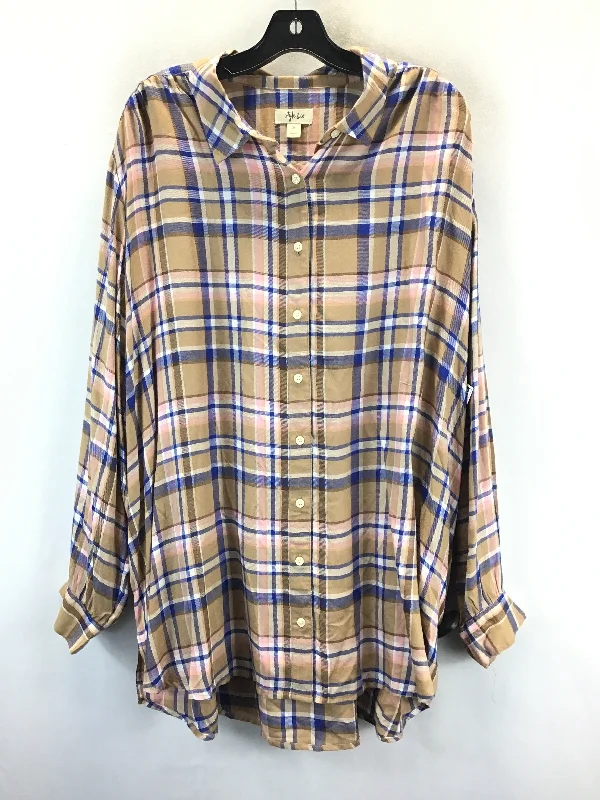 Weekend Offers That Sizzle Top Long Sleeve By Style And Company In Plaid Pattern, Size: 3x