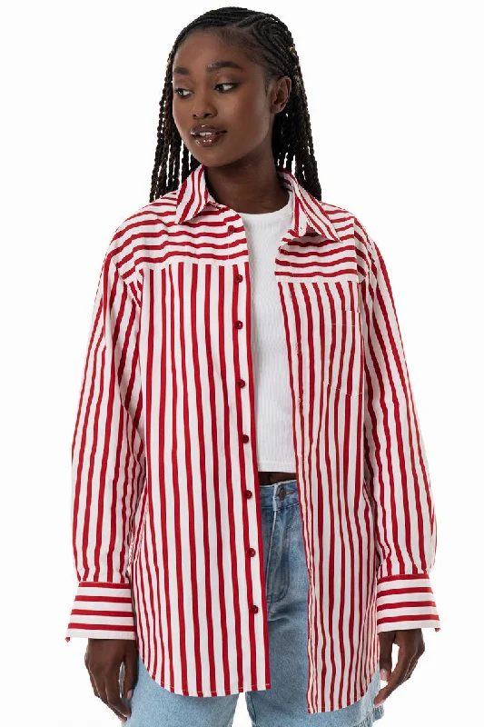 Value Deals Poplin Stripe Shirt _ 153777 _ Red
