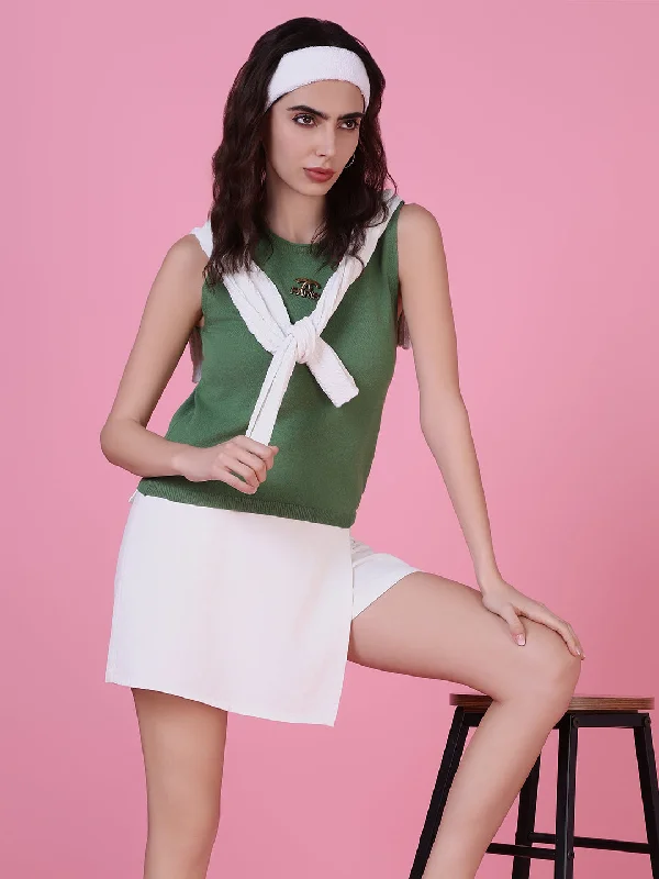 Weekend Specials You Can't Miss Women Green Solid Top