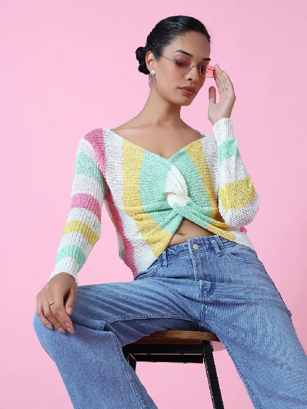 Weekend Offers You Can't Ignore Women Multi Striped Top