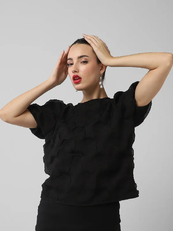 Weekend Specials Just for You Women Black Solid Top