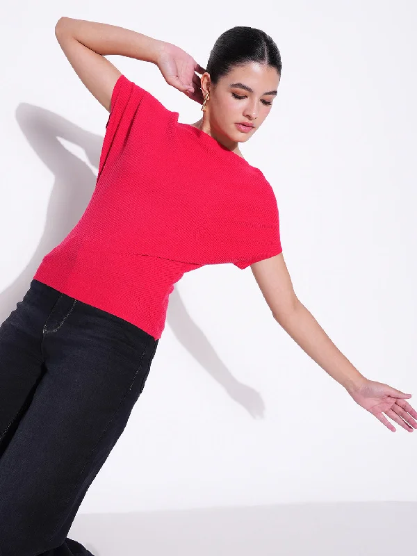 Super Discount Women Red Solid Crop Top