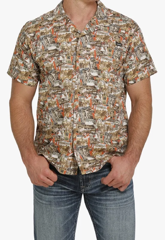 Cinch Mens Rodeo Print Short Sleeve Shirt