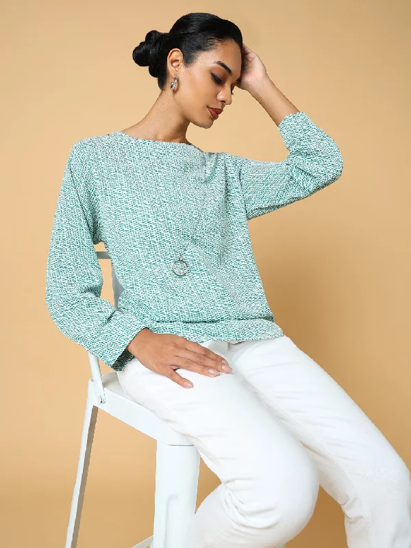 Weekend Savings Extravaganza Women Green Abstract Top