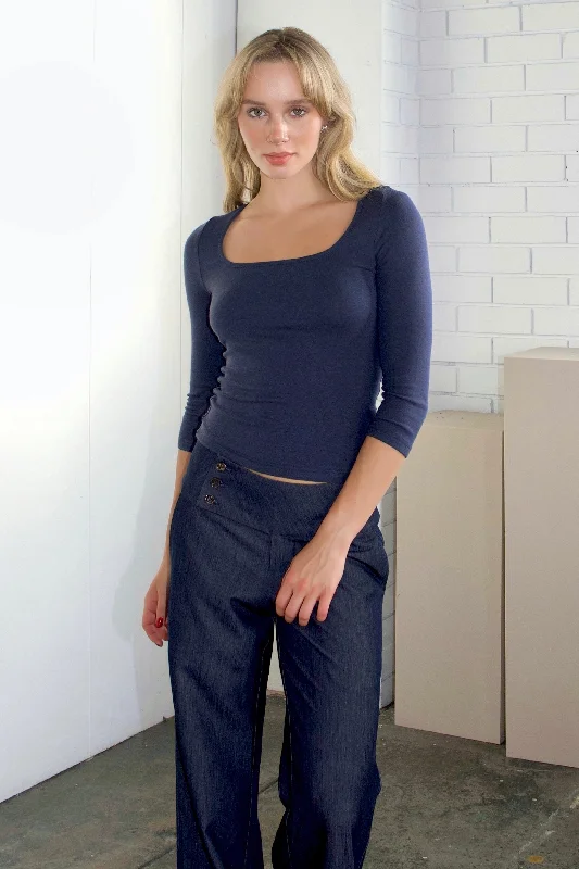 Now or Never SCG MADE | Frankie square neck 3/4 sleeve top
