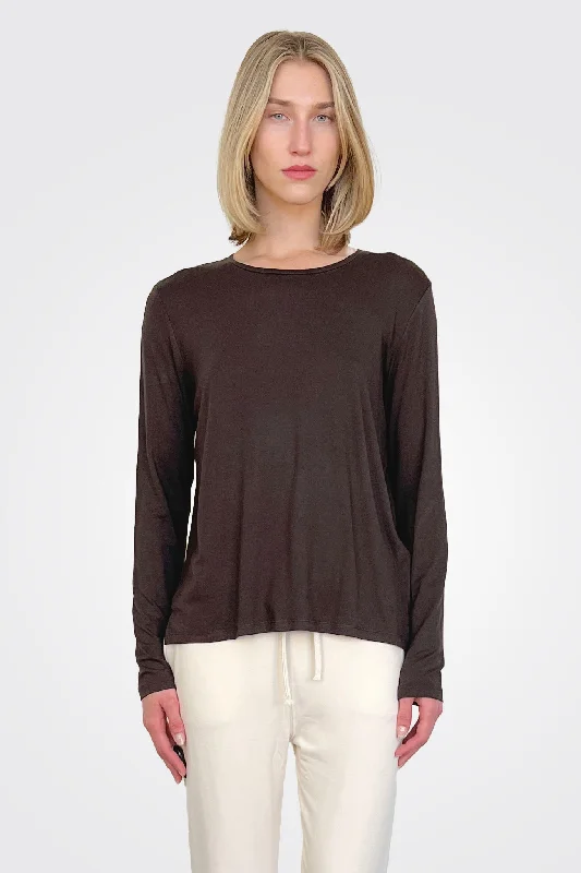 Weekend Deal Soft Touch Semi Relaxed Crewneck - Coffee