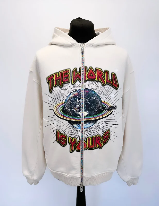 Cream Planet Multi Colour Zip Hoodie.