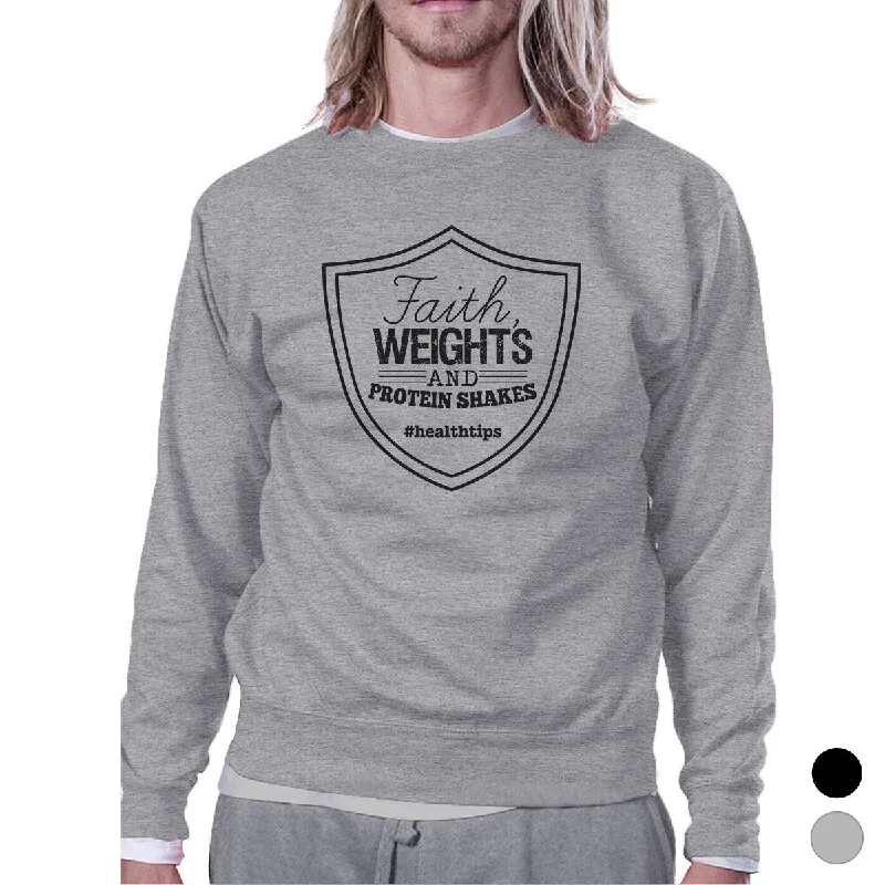 Faith Weights Unisex Crewneck Sweatshirt Unique Workout Pullover