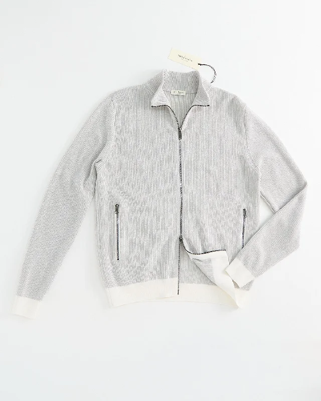 Ribbed Full Zip Lightweight Cardigan