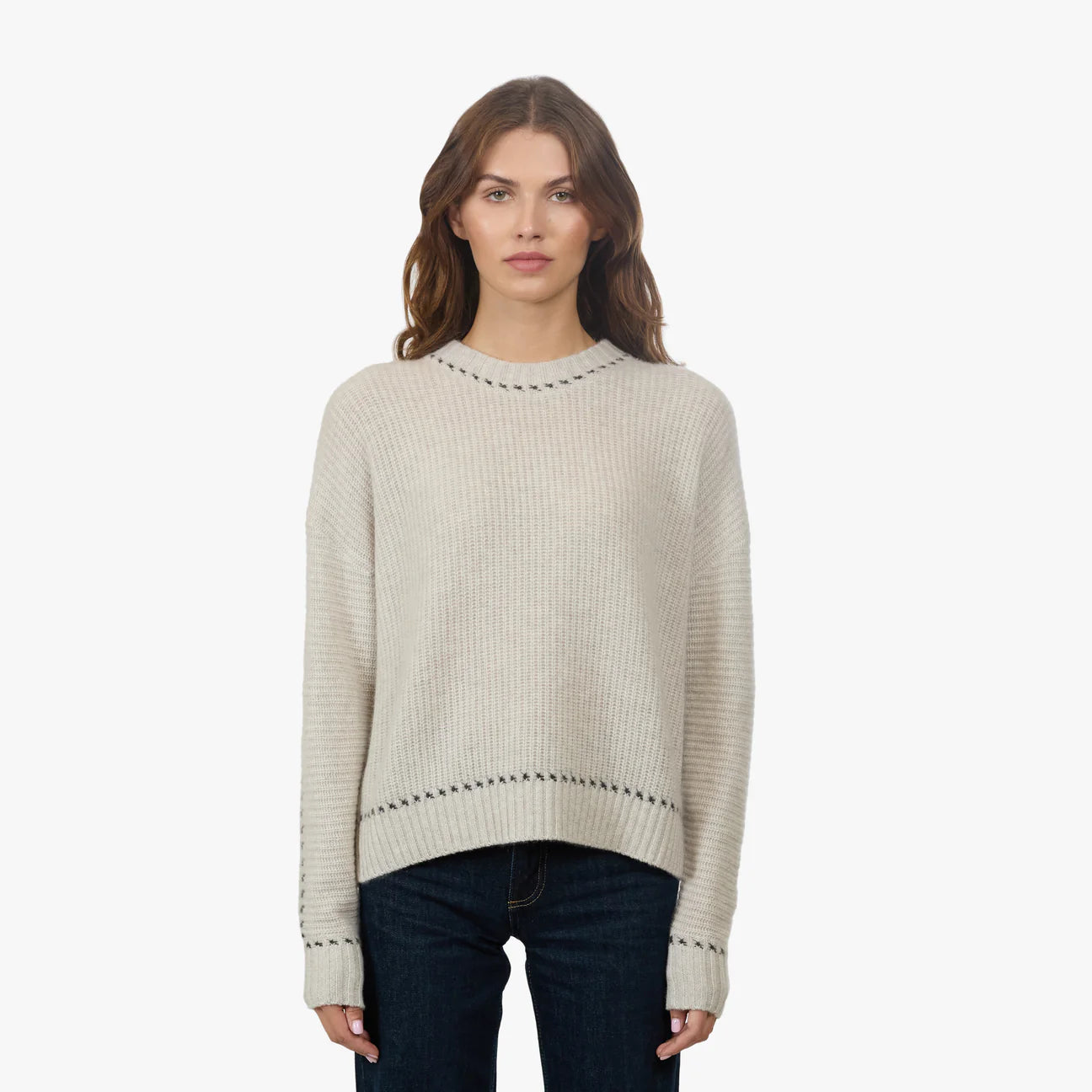 Reduced Price Shaker Crew w/ Contrast Stitch Detail - Mojave Pepper
