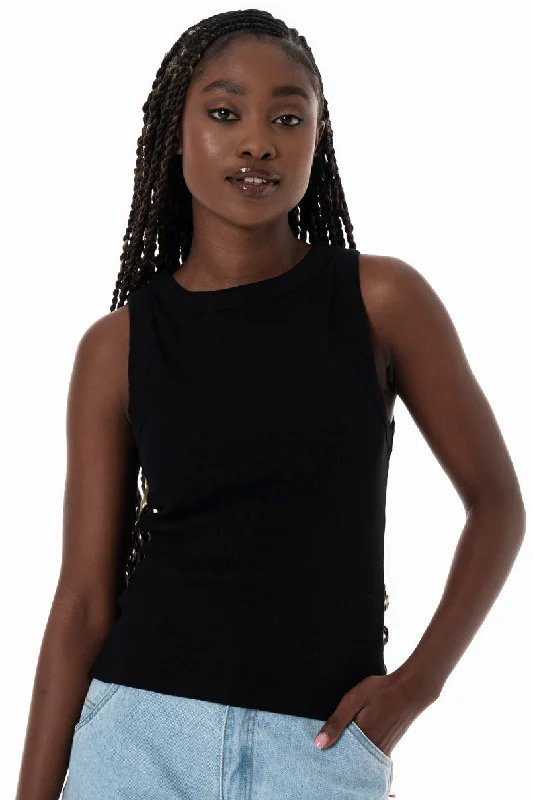 Weekend Discounts to Indulge In Ribbed Tank Top _ 153836 _ Black