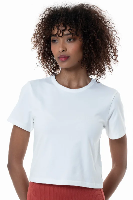 Weekend Discounts to Delight Hi-Neck Fitted T-Shirt _ 152252 _ Optic White