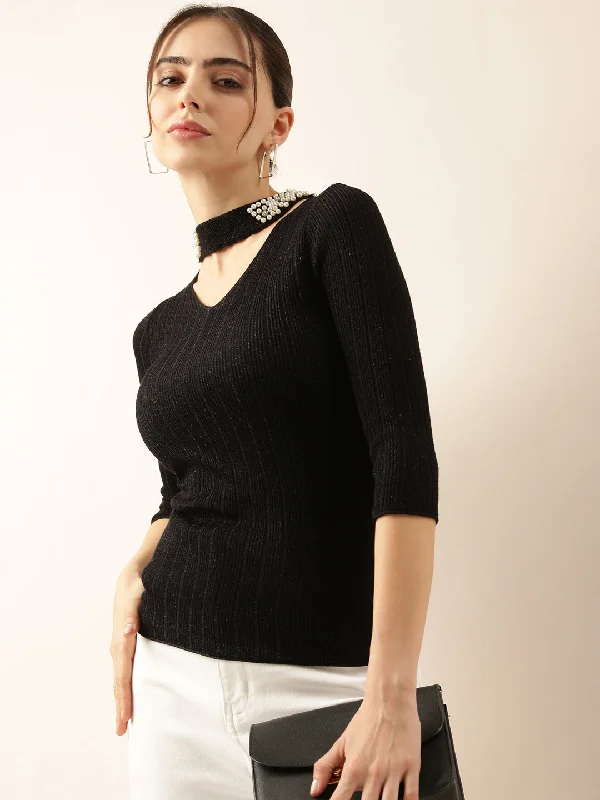 Midnight Madness Women Black Solid Top