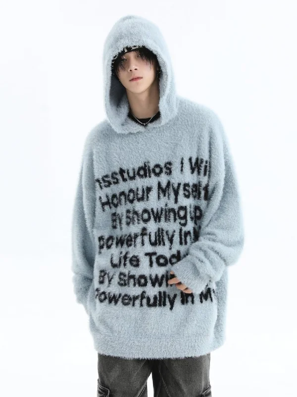 [INSstudios]letter LOGO mohair hooded na1629