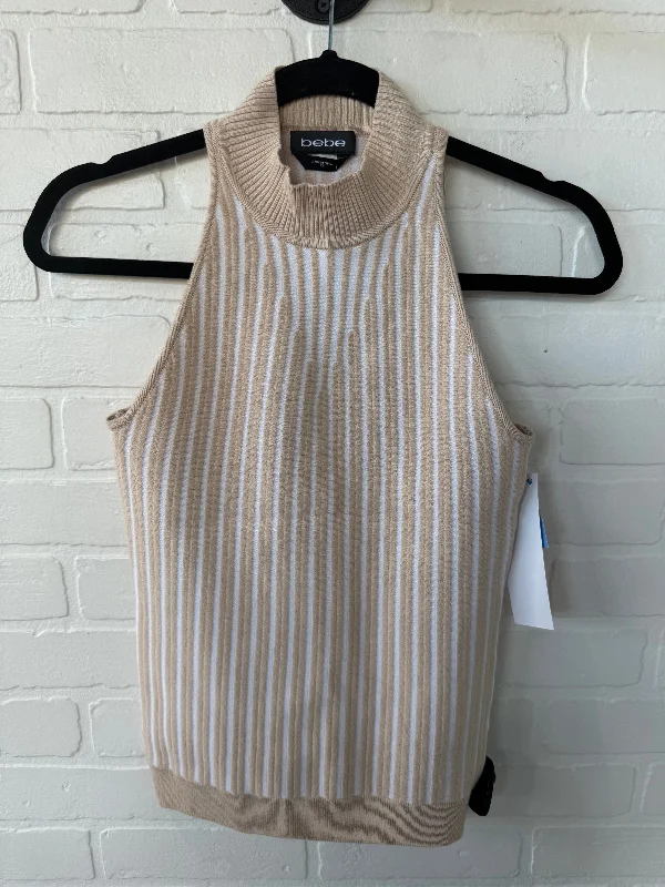 Weekend Specials to Savor Vest Sweater By Bebe In Tan & White, Size: Xs