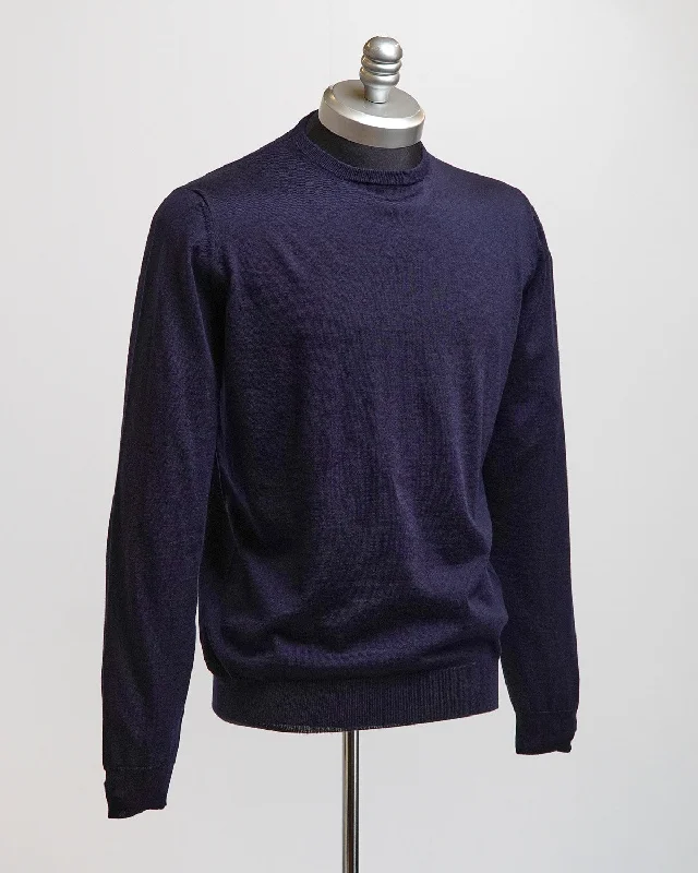 Navy 16 Gauge Royal Merino Crewneck Sweater