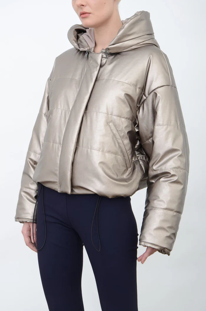 Weekend Deal Aurora Hooded Puffer Coat - Gold