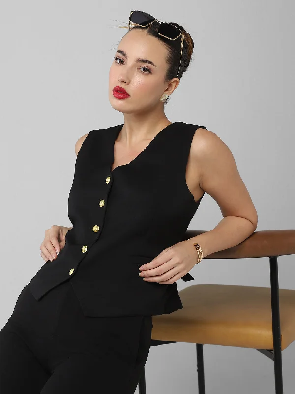 Weekend Bargains to Grab Women Black Solid Vest Crop Top