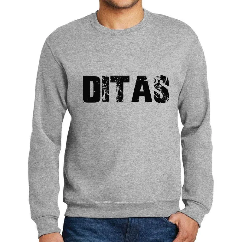 Men's Printed Graphic Sweatshirt Popular Words DITAS Grey Marl