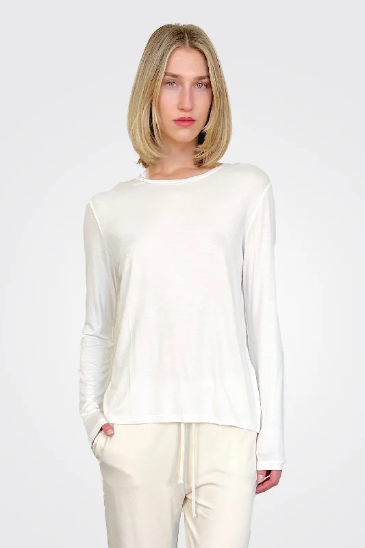 Unwind with Weekend Discounts Soft Touch Semi Relaxed Crewneck - Off White