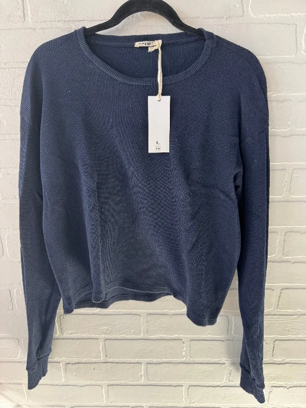 Weekend Savings Bonanza Top Long Sleeve Basic By Neema In Navy, Size: L
