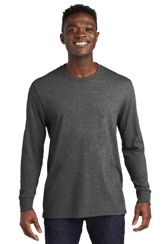 Allmade Mens Recycled Long Sleeve Crewneck T-Shirt - Heather Charcoal Grey