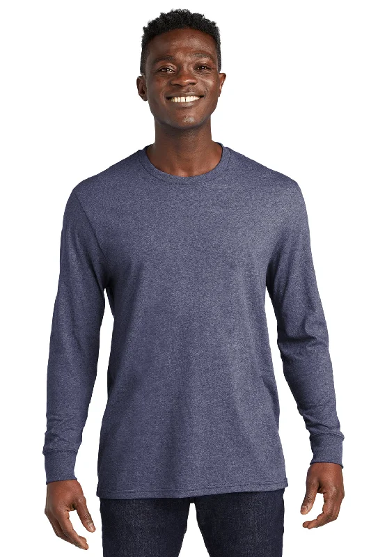 Allmade Mens Recycled Long Sleeve Crewneck T-Shirt - Heather Navy Blue