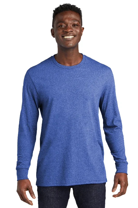 Allmade Mens Recycled Long Sleeve Crewneck T-Shirt - Heather Royal Blue