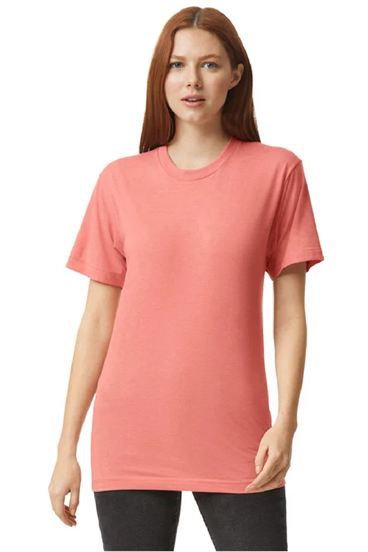 American Apparel Mens Track Short Sleeve Crewneck T-Shirt - Coral