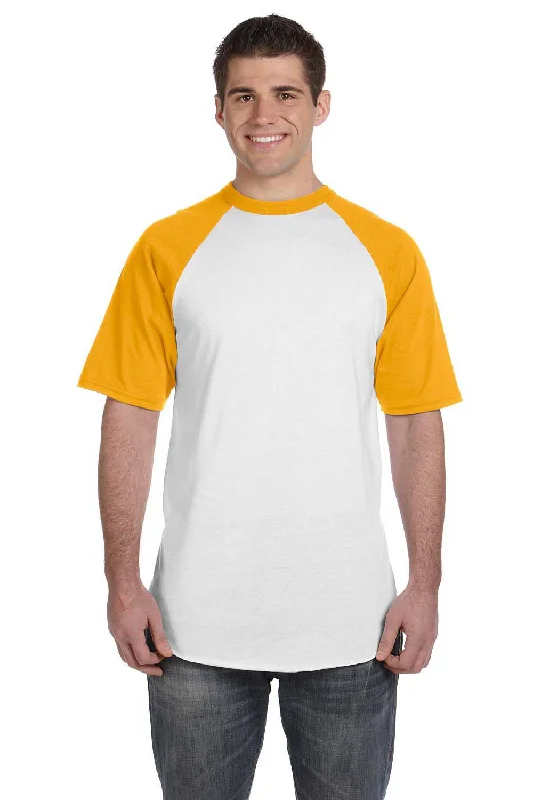 Augusta Sportswear Mens Short Sleeve Crewneck T-Shirt - White/Gold