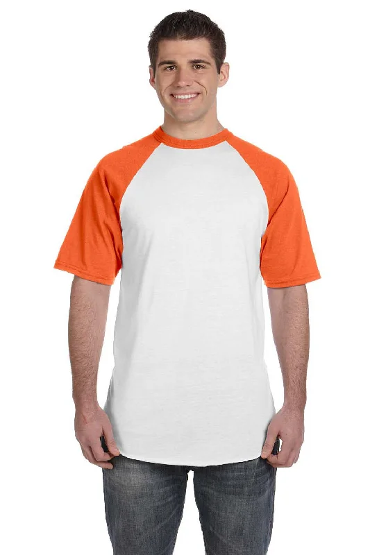 Augusta Sportswear Mens Short Sleeve Crewneck T-Shirt - White/Orange