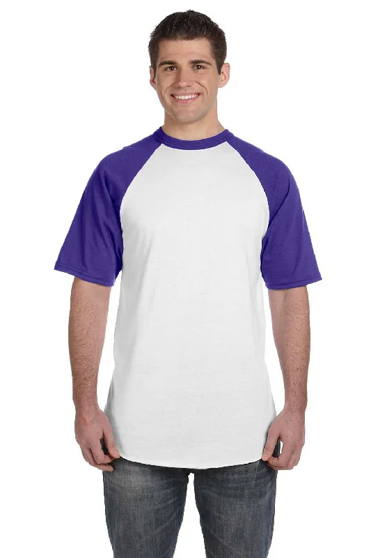 Augusta Sportswear Mens Short Sleeve Crewneck T-Shirt - White/Purple