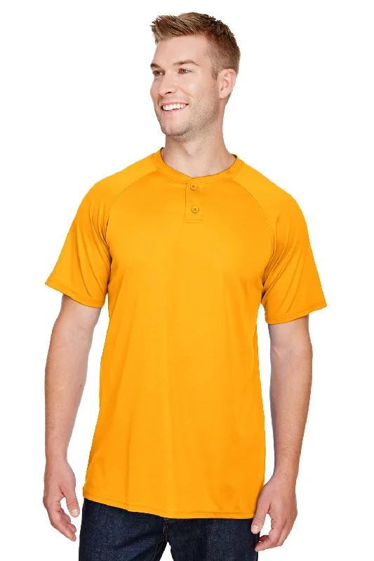 Augusta Sportswear Mens Attain 2 Moisture Wicking Button Short Sleeve Baseball Jersey - Gold