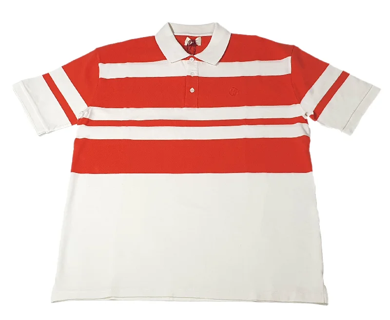 Bally 6303584 Men's  Bone/Orange Striped Organic Cotton Polo Shirt