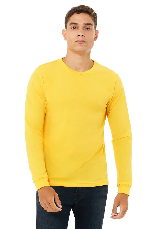 Bella + Canvas Mens CVC Long Sleeve Crewneck T-Shirt - Heather Yellow Gold