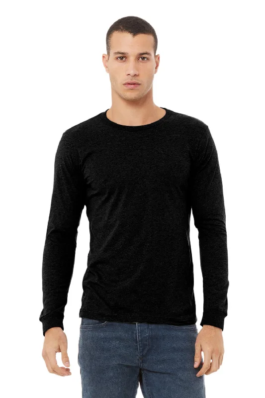 Bella + Canvas Mens CVC Long Sleeve Crewneck T-Shirt - Solid Black