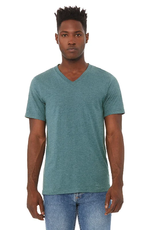 Bella + Canvas Mens CVC Short Sleeve V-Neck T-Shirt - Heather Deep Teal